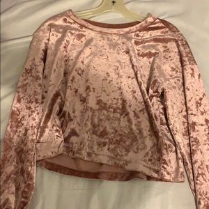 Pink velvet crop top